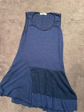 Love Navy Two-Tone Asymmetrical Tank Top